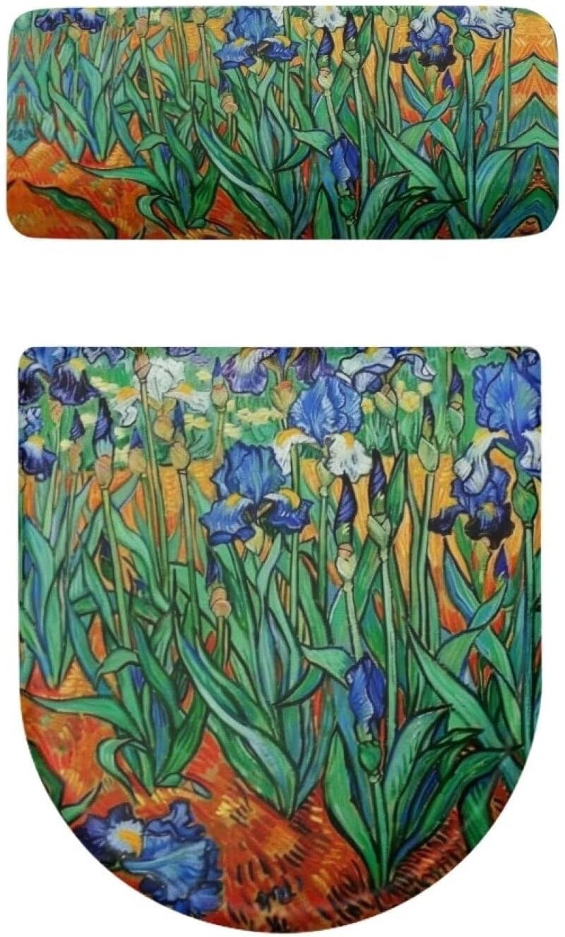 CREAMIC Van Gogh Iris Bathroom Toilet Lid Covers and Tank Cover Set 2Pcs Toilet Seat Cover and Tank Lid Covers Easy to Clean Fit Most Round and Elongated Toilet Bathroom Decor - Image 5